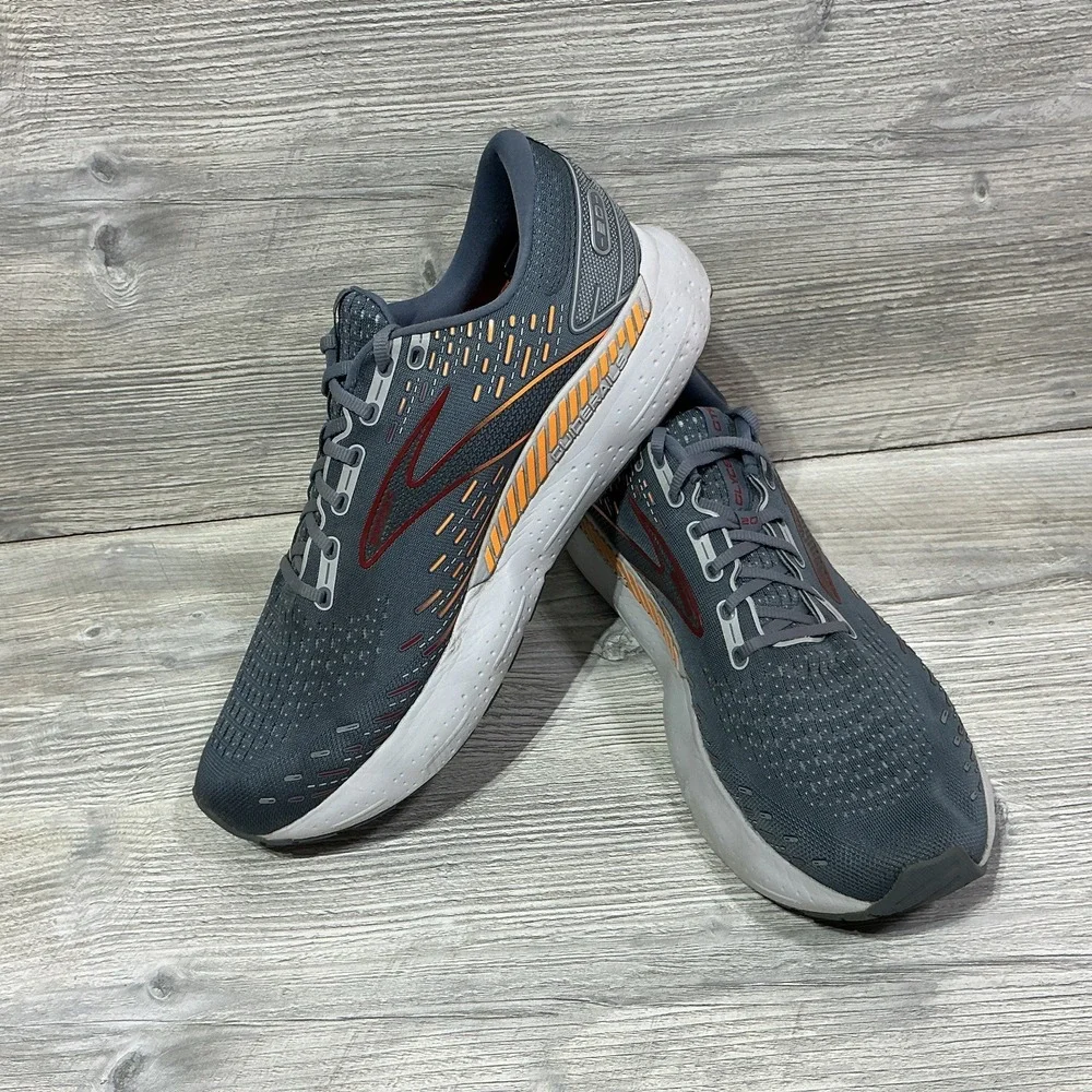 Brooks Glycerin 20 Mens Size 14 D Gray Orange Athletic Running Shoes Sneakers